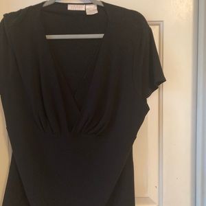 Black short sleeve low neck line Blouse
